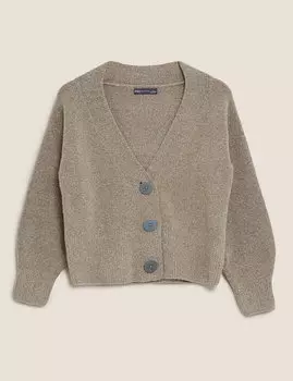 Свободный кардиган из хлопка с V-образным вырезом