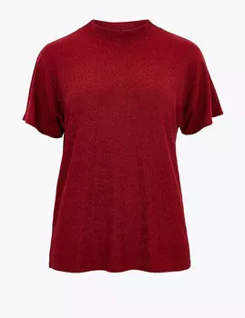 Свободный топ с короткими рукавами и высокой горловиной