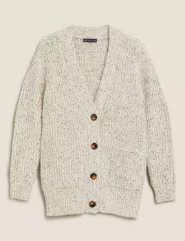 Свободный удлиненный кардиган с V-образным вырезом