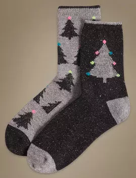 Термо носки женские с добавлением шерсти (2 пары)