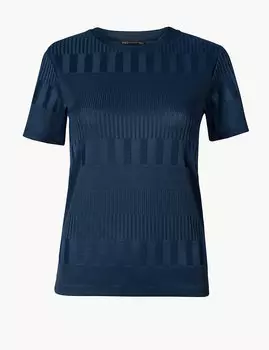 Текстурированная футболка с коротким рукавом и круглым вырезом