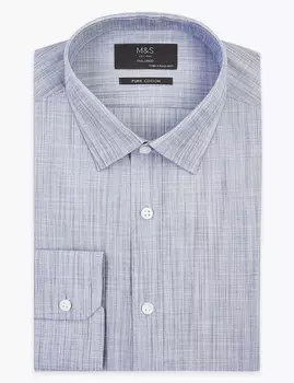 Текстурированная рубашка из чистого хлопка с длинным рукавом