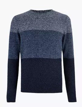 Текстурированный джемпер с круглым вырезом в полоску