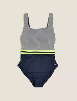 Текстурированный купальник с цветными вставками