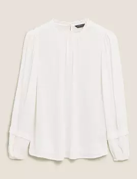 Текстурированный топ с длинными рукавами и оборками