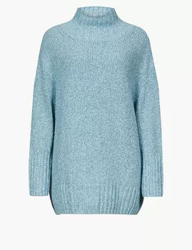 Текстурированный удлиненный джемпер с длинным рукавом