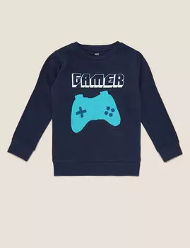 Толстовка Gamer из хлопка с пайетками