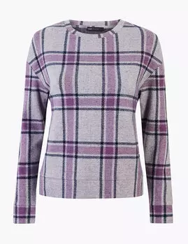 Толстовка прямого кроя в клетку с длинным рукавом