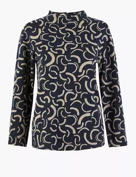 Толстовка с высоким воротом и сплошным принтом