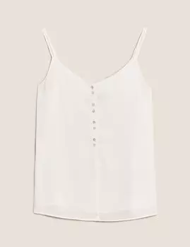 Топ без рукавов с V-образной горловиной и пуговицами