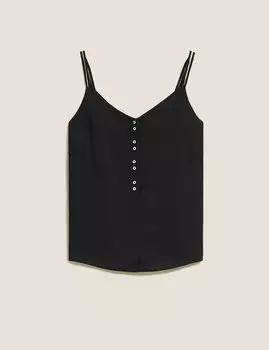 Топ без рукавов с V-образной горловиной и пуговицами