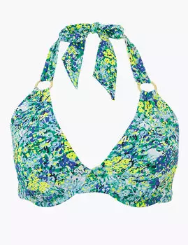 Топ бикини с мягкой чашкой на косточках и завязками на шее