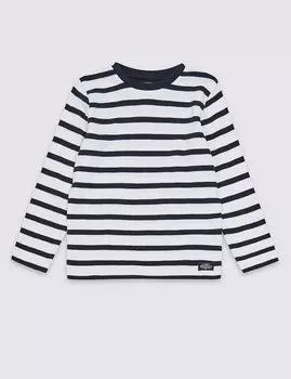Топ из 100% хлопка с длинным рукавом для мальчика, полосатый ( от 3 месяцев до 7 лет)