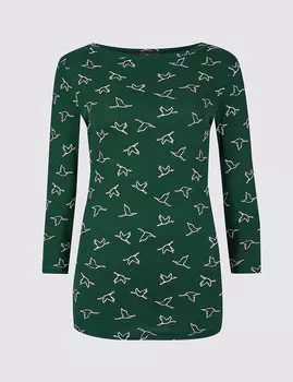 Топ из 100% хлопока с рукавом 3/4