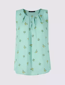 Топ навыпуск без рукавов с круглой горловиной