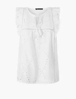 Топ навыпуск из 100%-го чистого хлопка украшен вышивкой