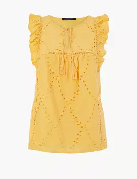 Топ навыпуск из 100%-го чистого хлопка украшен вышивкой