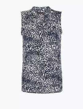 Топ навыпуск с абстрактным принтом без рукавов