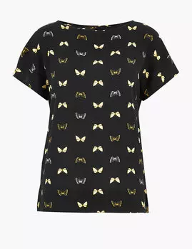 Топ навыпуск с принтом "бабочки"