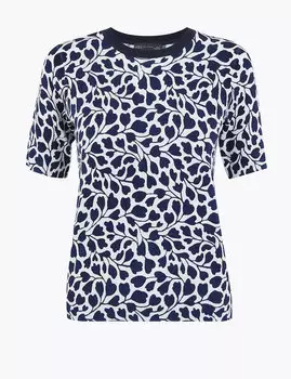 Топ по фигуре с короткими рукавами и круглым вырезом