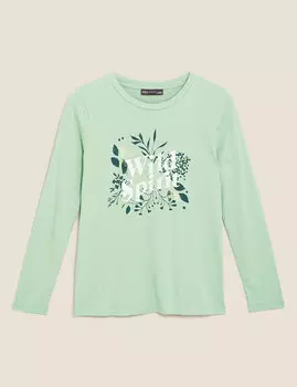 Топ прямого кроя из чистого хлопка со слоганом