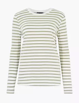 Топ прямого кроя в полоску из чистого хлопка