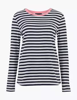 Топ прямого кроя в полоску из чистого хлопка