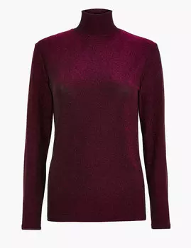 Топ с длинным рукавом и эффектом металлик