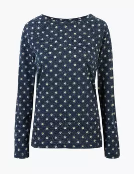 Топ с длинным рукавом и набивным принтом
