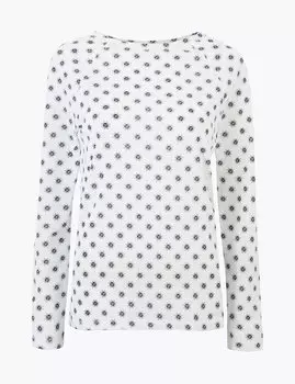 Топ с длинным рукавом и набивным принтом