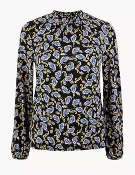 Топ с длинным рукавом и принтом пейсли