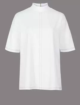 Топ с рукавом до локтя и воротником-стойкой