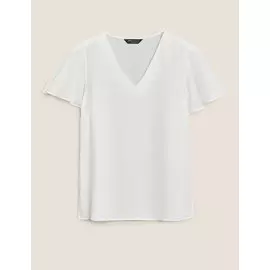 Топ с V-образной горловиной и развевающимися рукавами, Marks&amp;Spencer