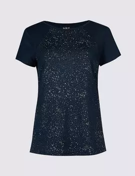 Топ спортивный с короткими рукавами с принтом