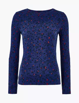 Топ стандартного кроя из чистого хлопка с животным принтом