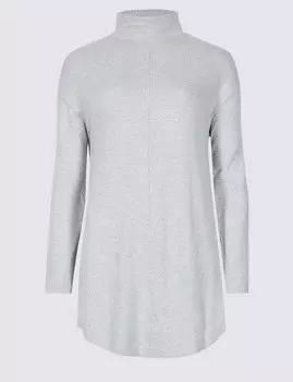 Топ текстурированный, удлиненный, с длинным рукавом