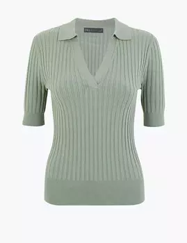 Топ в рубчик с воротником