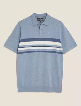 Трикотажная футболка-поло с полосой на груди