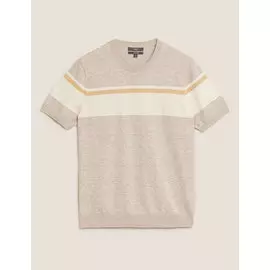 Трикотажная футболка с контрастной полосой на груди, Marks&amp;Spencer