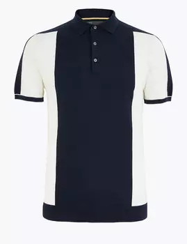 Трикотажная рубашка поло с коротким рукавом колор-блок