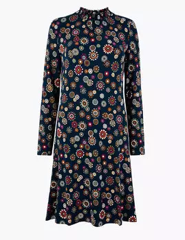 Трикотажное платье с цветочным принтом