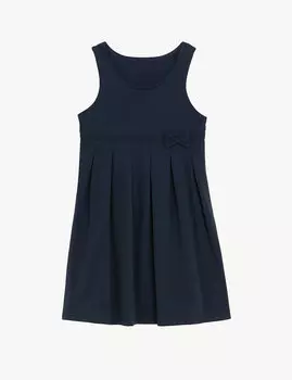 Трикотажный школьный сарафан с бантиком