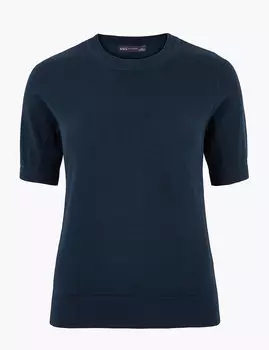 Трикотажный топ с коротким рукавом из чистого хлопка