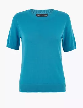 Трикотажный топ с коротким рукавом из чистого хлопка