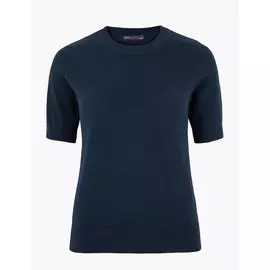 Трикотажный топ с коротким рукавом из чистого хлопка, Marks&amp;Spencer
