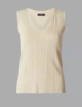 Трикотажный топ с V-горловиной без рукавов