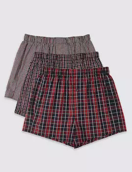 Трусы-боксеры из 100% хлопка с технологией Easy Care(3 шт), тёмно-синий/ красный в клетку