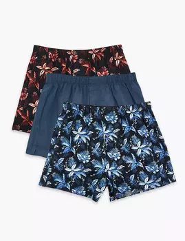 Трусы-боксеры из 100% хлопка с тропическим принтом (3 шт.)