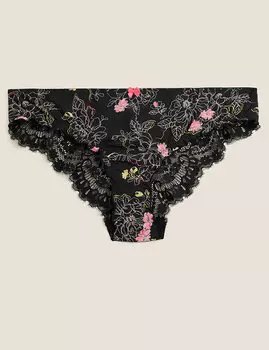 Трусы-бразилиана с цветочным узором