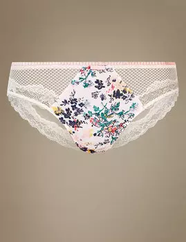 Трусы-бразилиана с кружевной вставкой